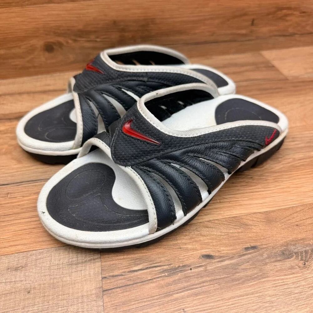 Vintage Nike Sport slides Black 4Y White Red Athletic sandals